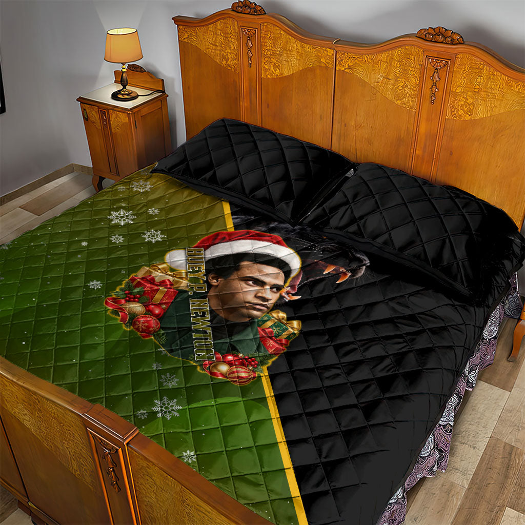 Huey P. Newton Black Panther Christmas Quilt Bed Set Black History Civil Rights Festive Holiday Art