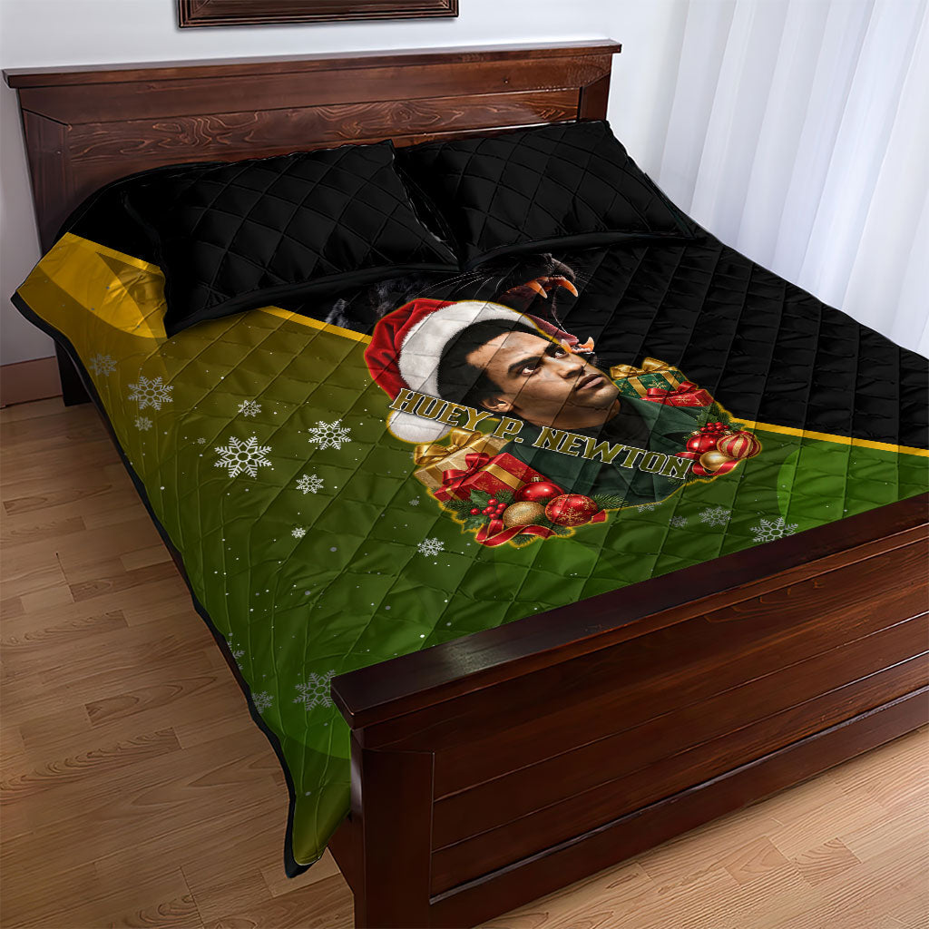 Huey P. Newton Black Panther Christmas Quilt Bed Set Black History Civil Rights Festive Holiday Art