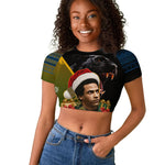 Huey P. Newton Black Panther Christmas Raglan Cropped T shirt Black History Civil Rights Festive Holiday Art