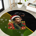 Huey P. Newton Black Panther Christmas Round Carpet Black History Civil Rights Festive Holiday Art