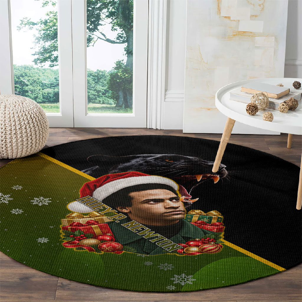 Huey P. Newton Black Panther Christmas Round Carpet Black History Civil Rights Festive Holiday Art