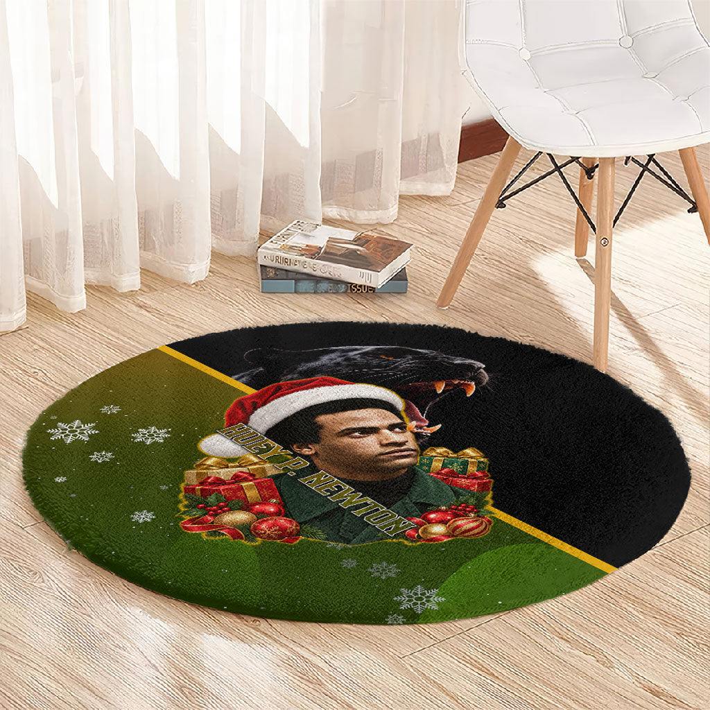 Huey P. Newton Black Panther Christmas Round Carpet Black History Civil Rights Festive Holiday Art