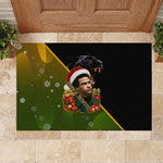 Huey P. Newton Black Panther Christmas Rubber Doormat Black History Civil Rights Festive Holiday Art