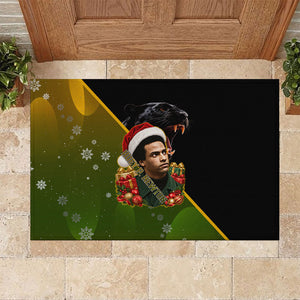 Huey P. Newton Black Panther Christmas Rubber Doormat Black History Civil Rights Festive Holiday Art