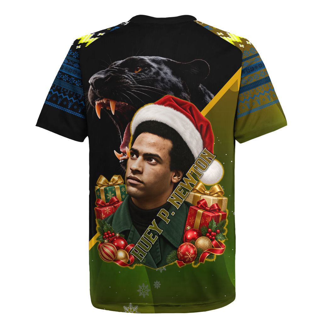 Huey P. Newton Black Panther Christmas Rugby Jersey Black History Civil Rights Festive Holiday Art