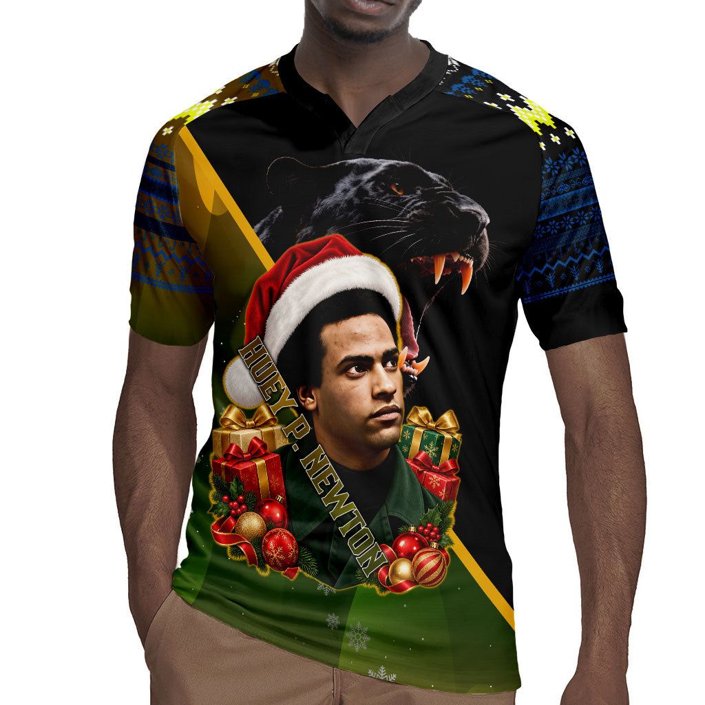 Huey P. Newton Black Panther Christmas Rugby Jersey Black History Civil Rights Festive Holiday Art