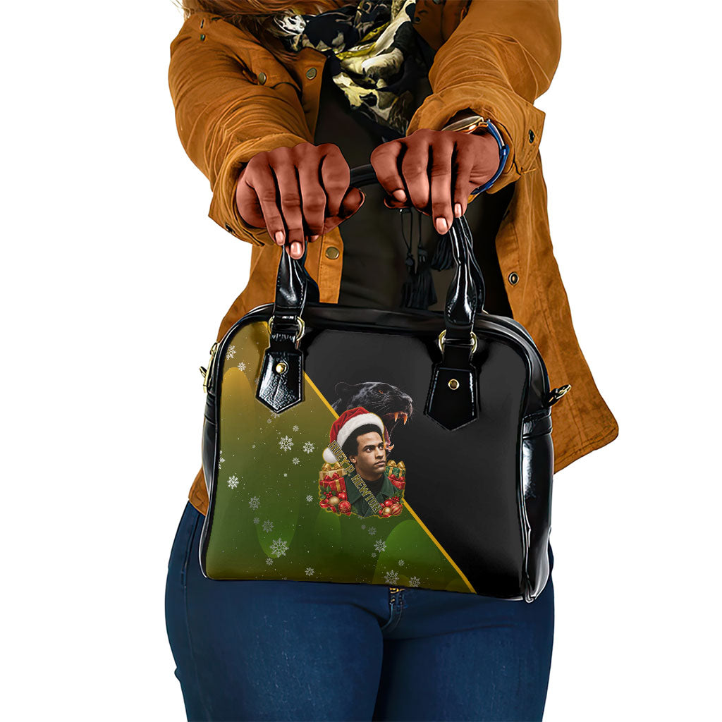 Huey P. Newton Black Panther Christmas Shoulder Handbag Black History Civil Rights Festive Holiday Art