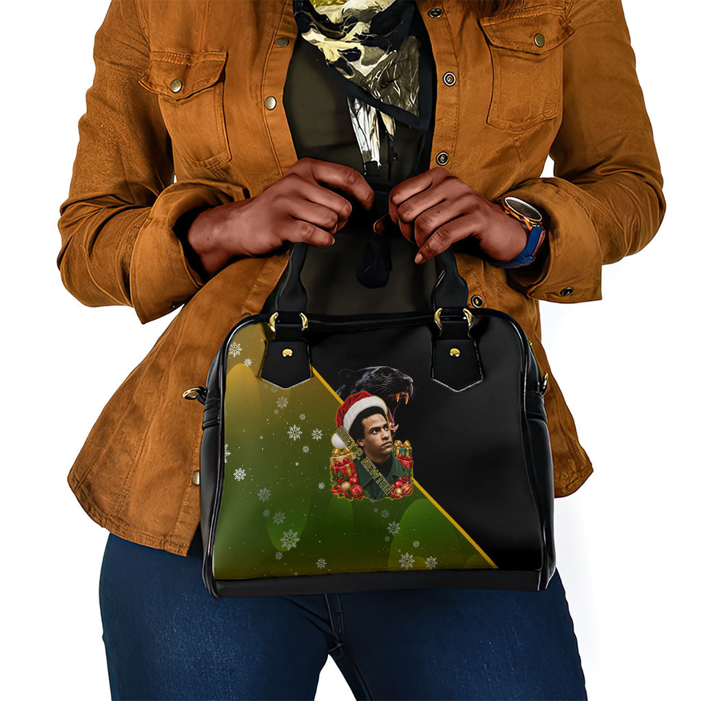 Huey P. Newton Black Panther Christmas Shoulder Handbag Black History Civil Rights Festive Holiday Art