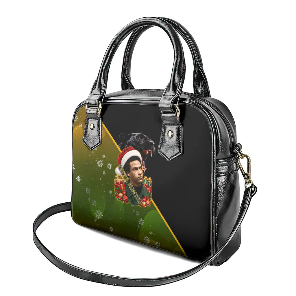 Huey P. Newton Black Panther Christmas Shoulder Handbag Black History Civil Rights Festive Holiday Art