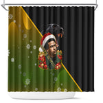 Huey P. Newton Black Panther Christmas Shower Curtain Black History Civil Rights Festive Holiday Art