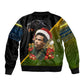 Huey P. Newton Black Panther Christmas Sleeve Zip Bomber Jacket Black History Civil Rights Festive Holiday Art