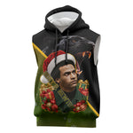 Huey P. Newton Black Panther Christmas Sleeveless Hoodie Black History Civil Rights Festive Holiday Art
