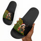 Huey P. Newton Black Panther Christmas Slide Sandals Black History Civil Rights Festive Holiday Art