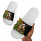 Huey P. Newton Black Panther Christmas Slide Sandals Black History Civil Rights Festive Holiday Art
