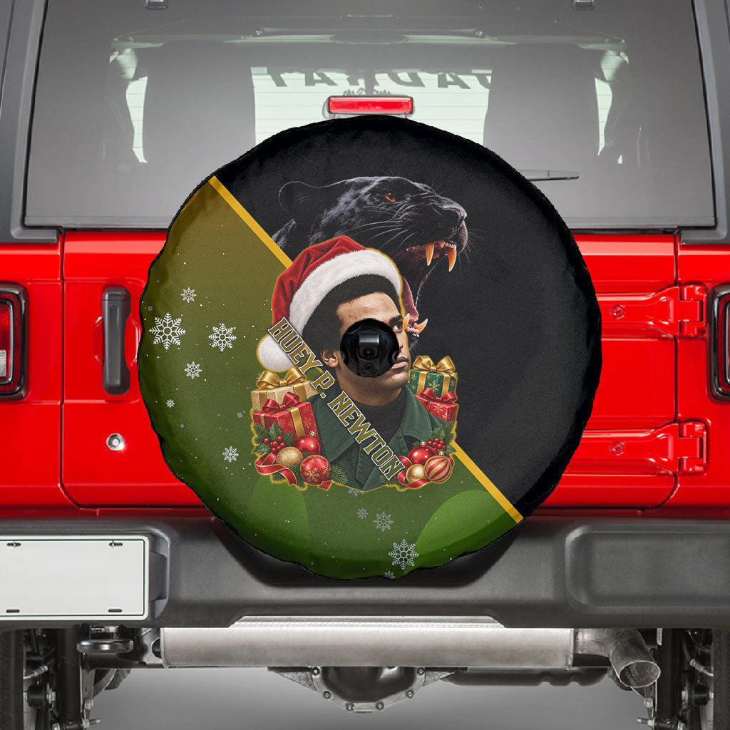 Huey P. Newton Black Panther Christmas Spare Tire Cover Black History Civil Rights Festive Holiday Art