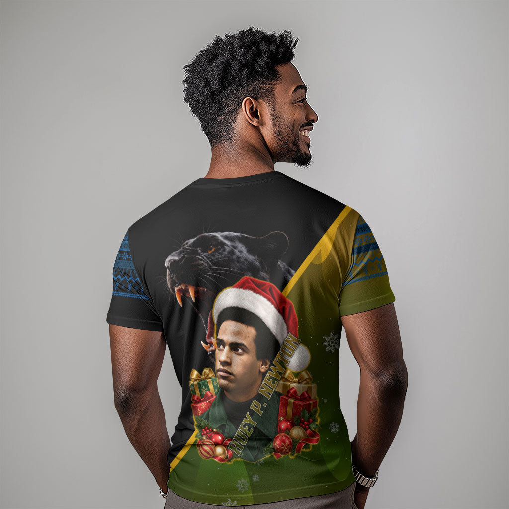 Huey P. Newton Black Panther Christmas T shirt Black History Civil Rights Festive Holiday Art