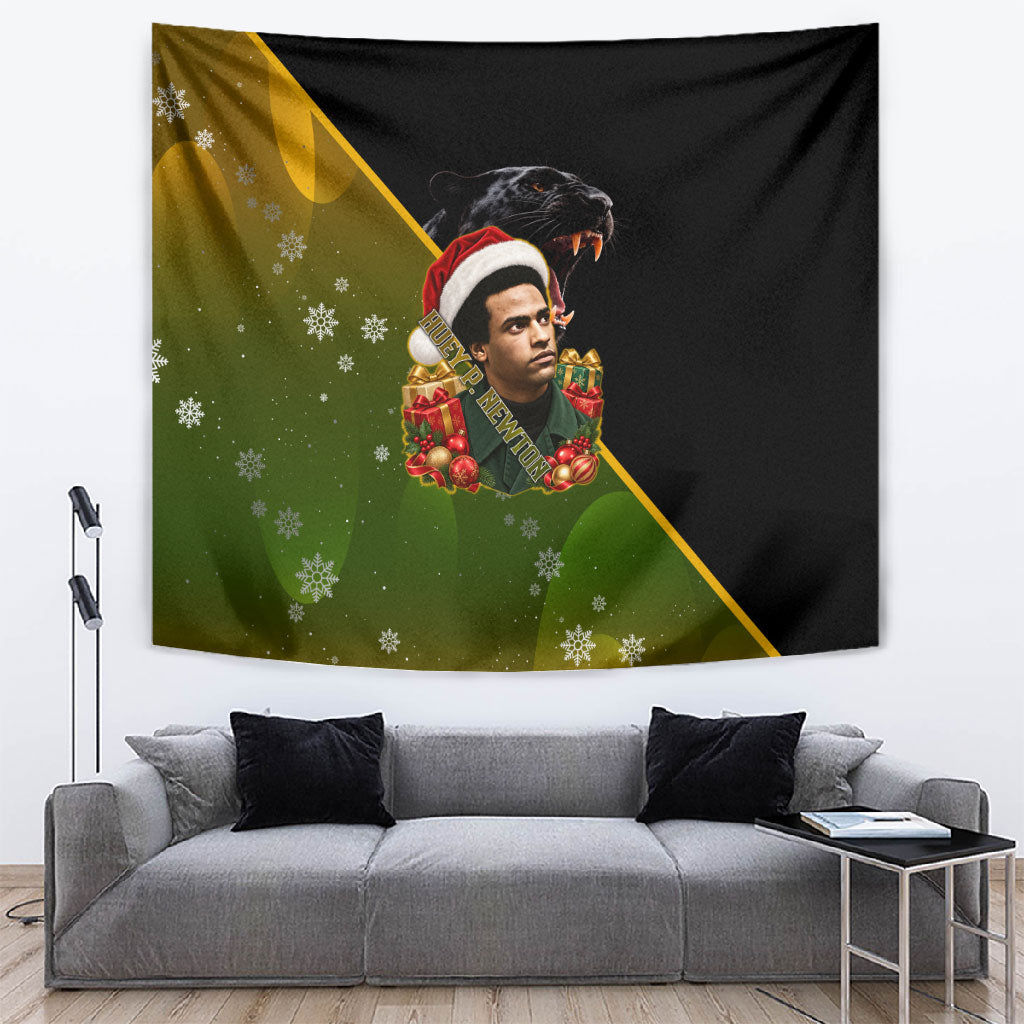 Huey P. Newton Black Panther Christmas Tapestry Black History Civil Rights Festive Holiday Art