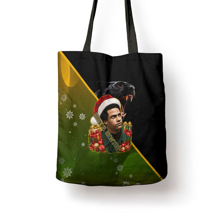 Huey P. Newton Black Panther Christmas Tote Bag Black History Civil Rights Festive Holiday Art