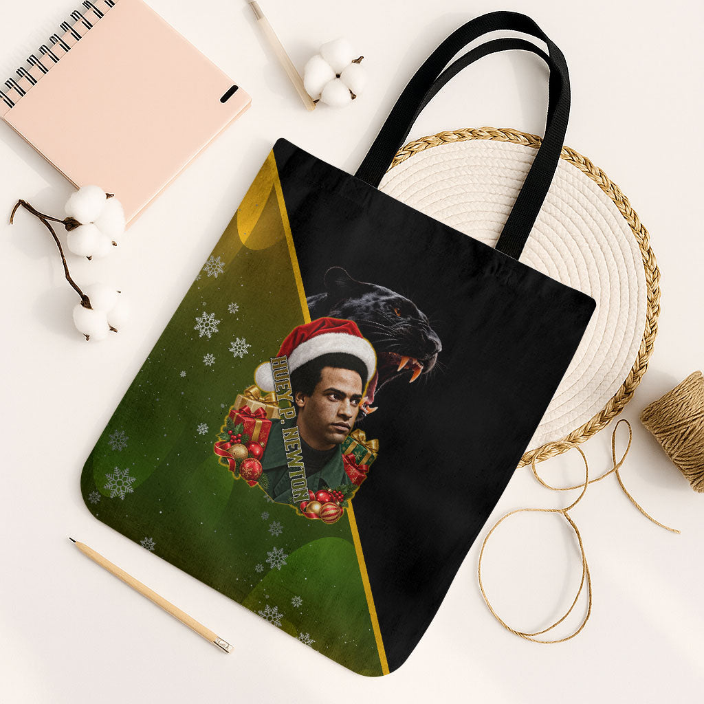 Huey P. Newton Black Panther Christmas Tote Bag Black History Civil Rights Festive Holiday Art
