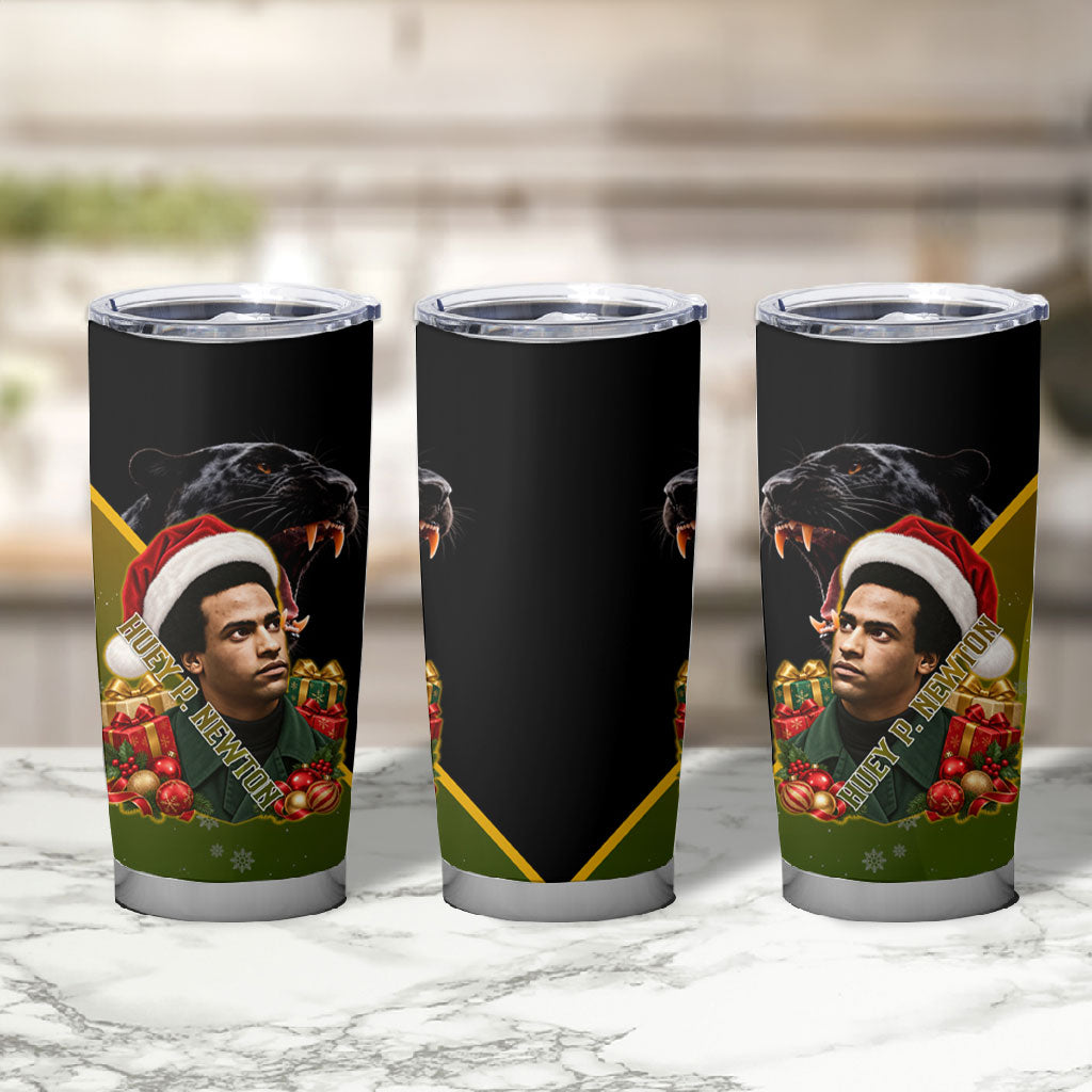 Huey P. Newton Black Panther Christmas Tumbler Cup Black History Civil Rights Festive Holiday Art