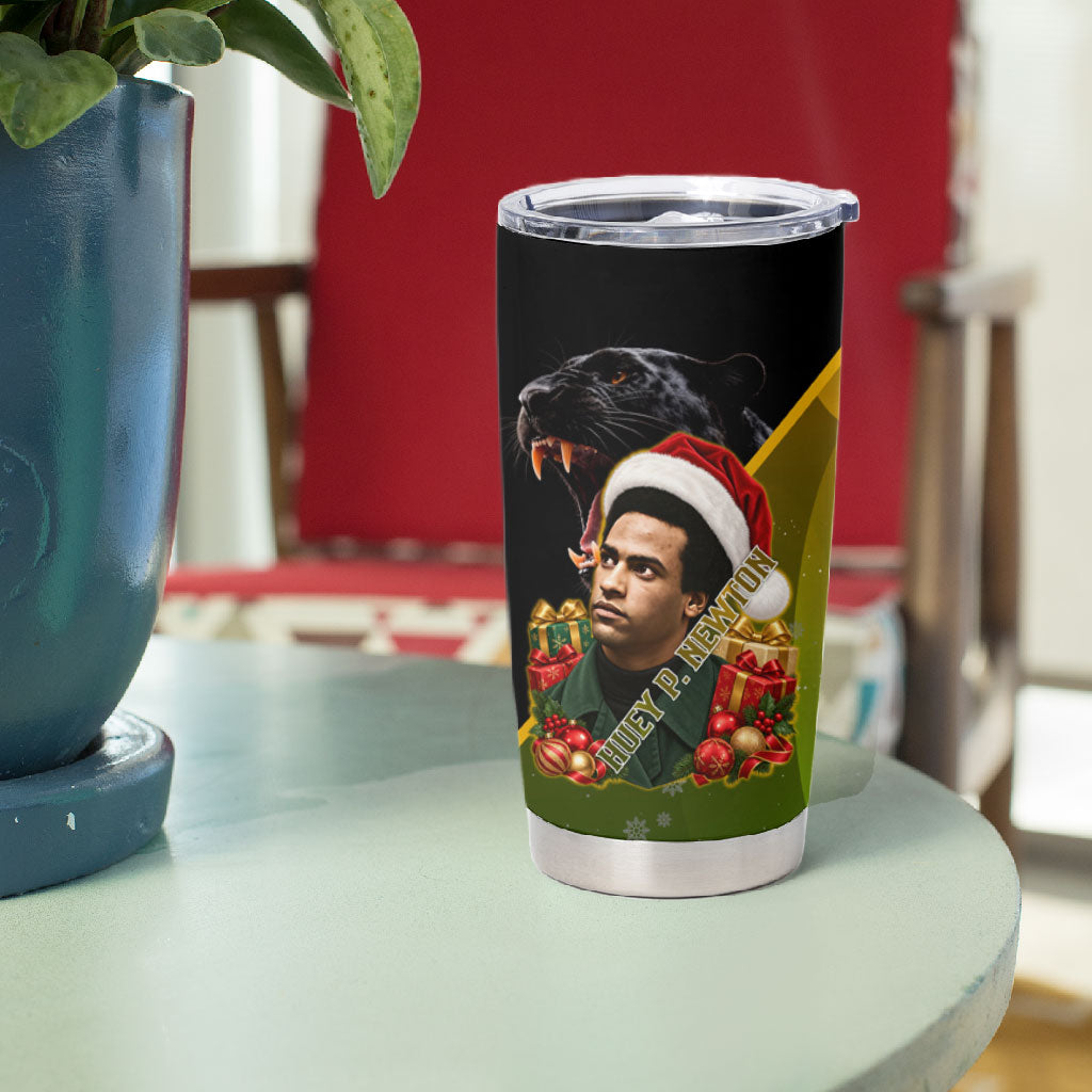 Huey P. Newton Black Panther Christmas Tumbler Cup Black History Civil Rights Festive Holiday Art