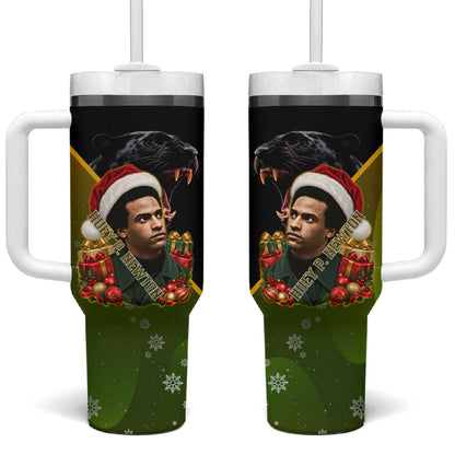 Huey P. Newton Black Panther Christmas Tumbler With Handle Black History Civil Rights Festive Holiday Art