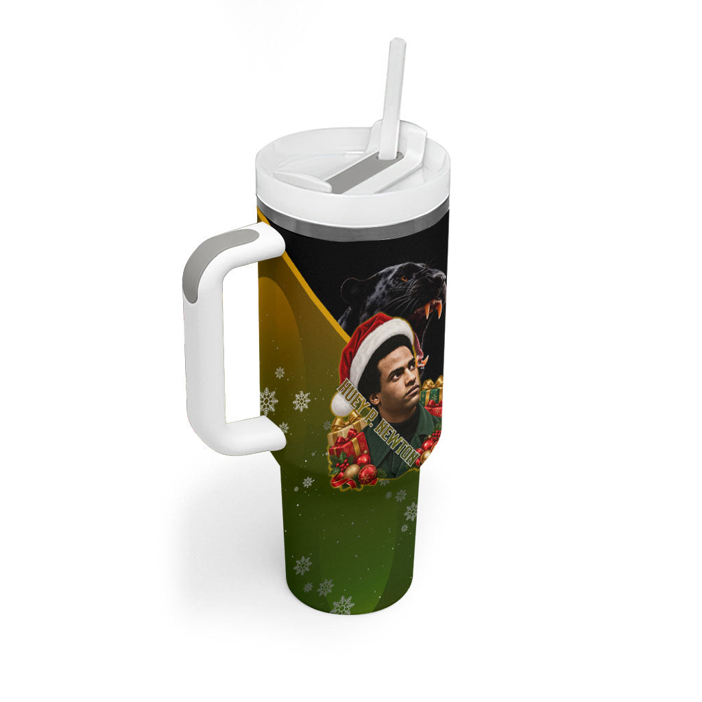 Huey P. Newton Black Panther Christmas Tumbler With Handle Black History Civil Rights Festive Holiday Art