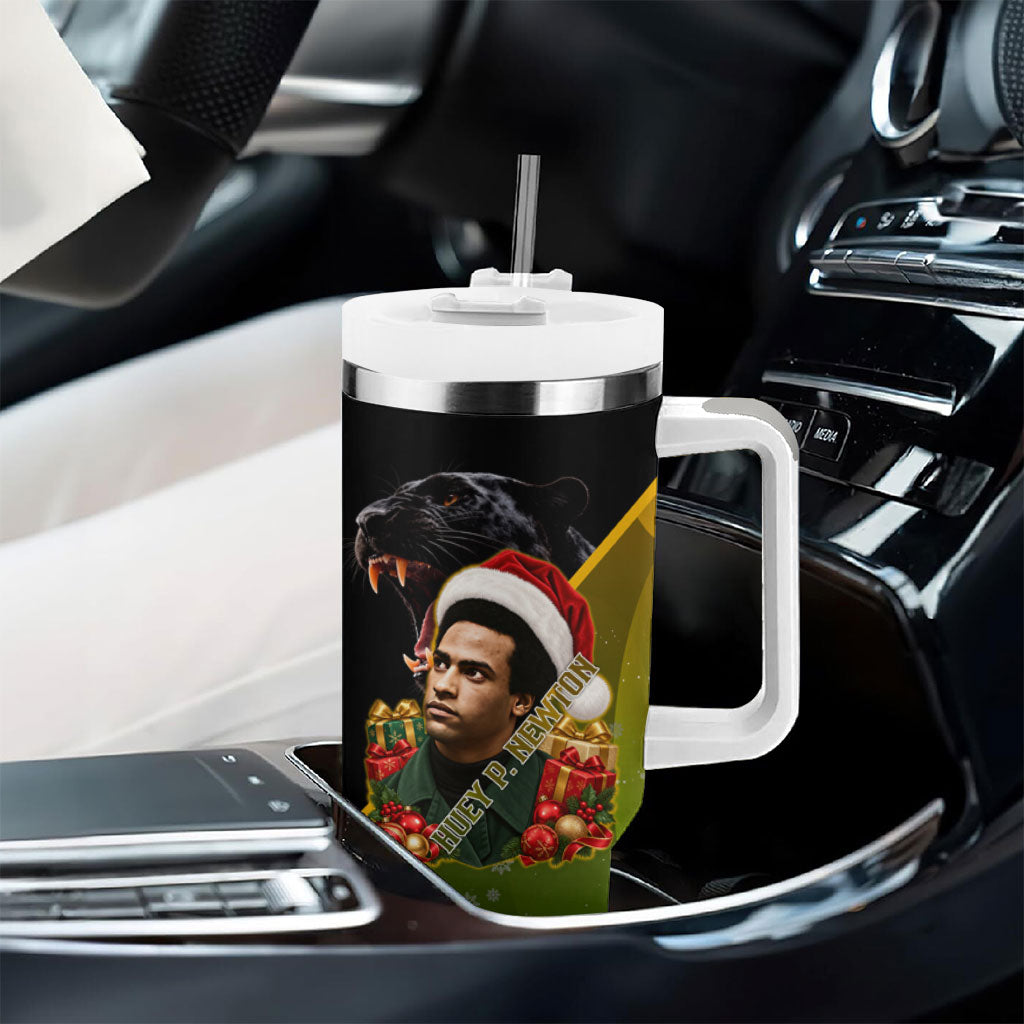 Huey P. Newton Black Panther Christmas Tumbler With Handle Black History Civil Rights Festive Holiday Art