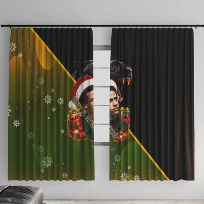 Huey P. Newton Black Panther Christmas Window Curtain Black History Civil Rights Festive Holiday Art