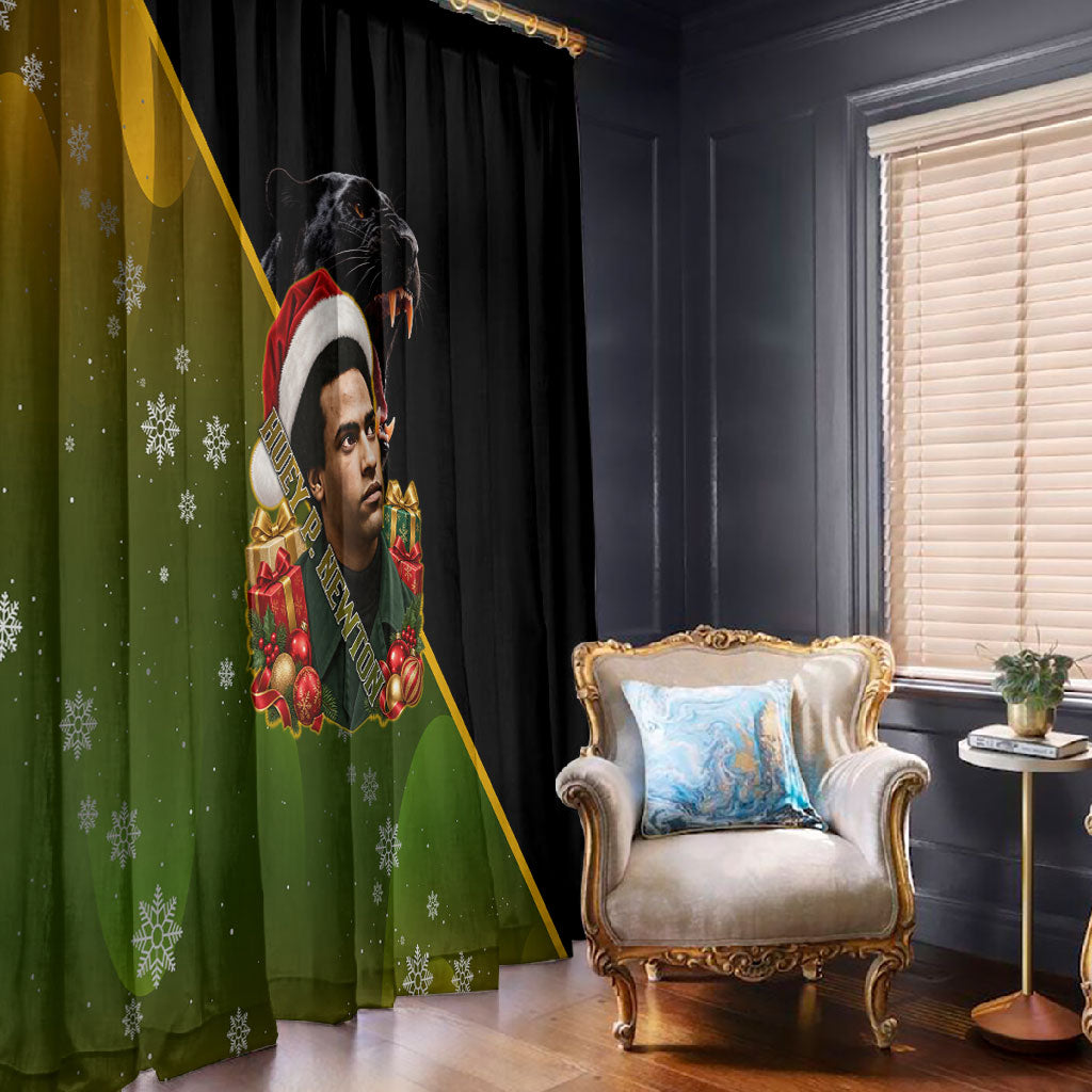Huey P. Newton Black Panther Christmas Window Curtain Black History Civil Rights Festive Holiday Art