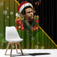 Huey P. Newton Black Panther Christmas Window Curtain Black History Civil Rights Festive Holiday Art