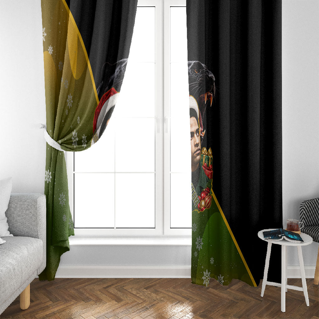 Huey P. Newton Black Panther Christmas Window Curtain Black History Civil Rights Festive Holiday Art
