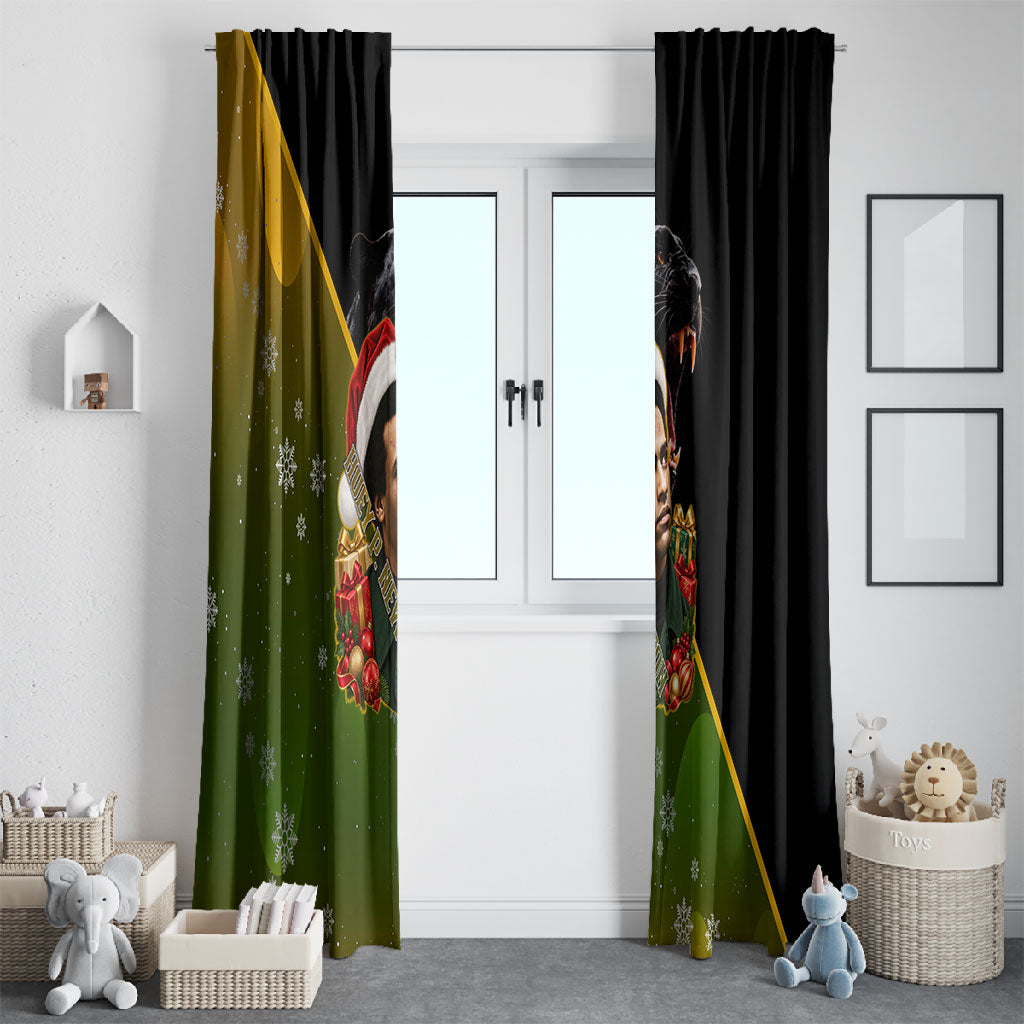 Huey P. Newton Black Panther Christmas Window Curtain Black History Civil Rights Festive Holiday Art