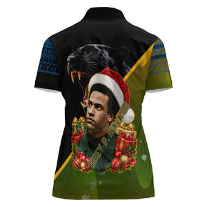 Huey P. Newton Black Panther Christmas Women Polo Shirt Black History Civil Rights Festive Holiday Art