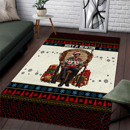 Huey P. Newton Black Panther Christmas Area Rug Black History Iconic Leader Ugly Holiday