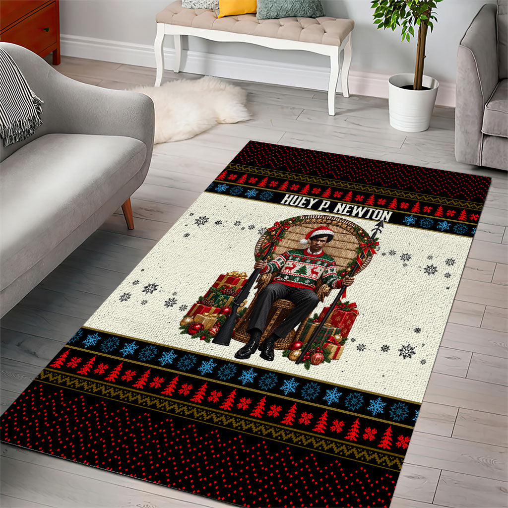 Huey P. Newton Black Panther Christmas Area Rug Black History Iconic Leader Ugly Holiday