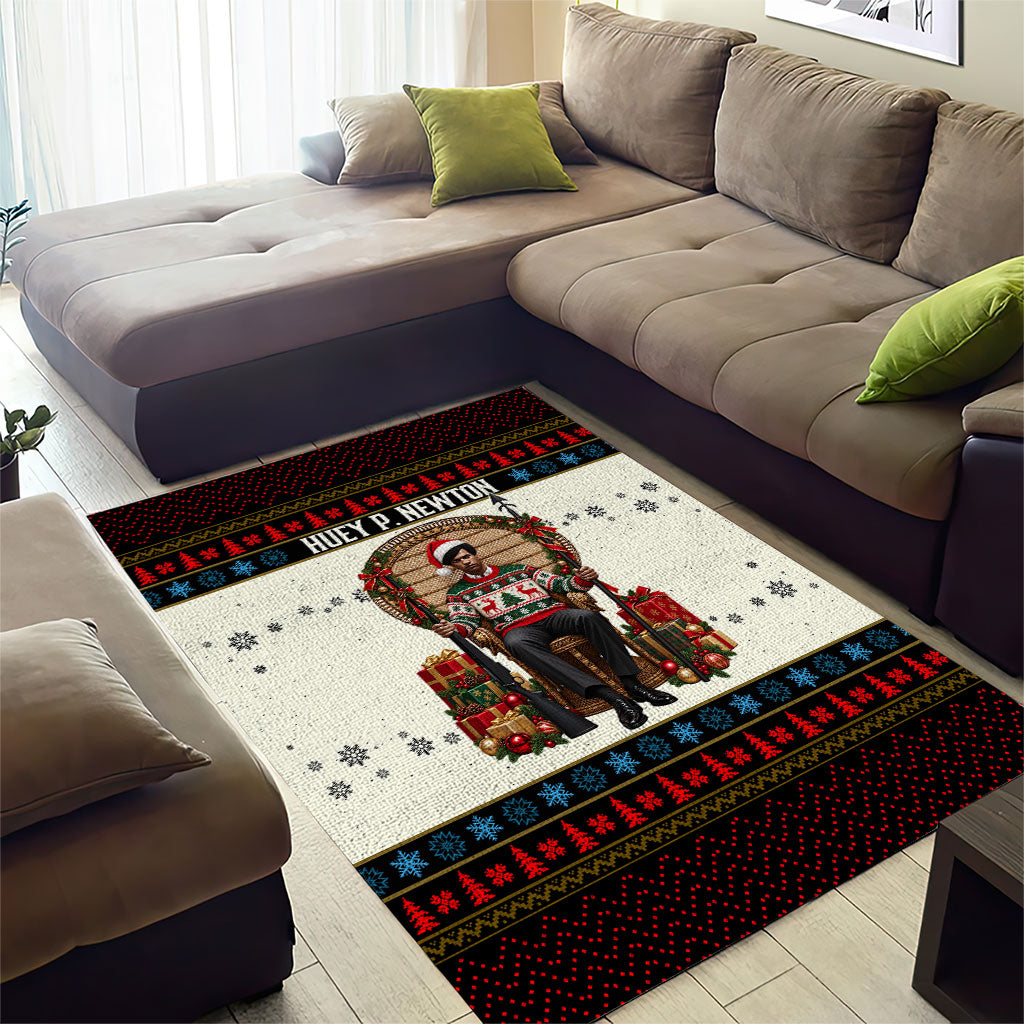 Huey P. Newton Black Panther Christmas Area Rug Black History Iconic Leader Ugly Holiday