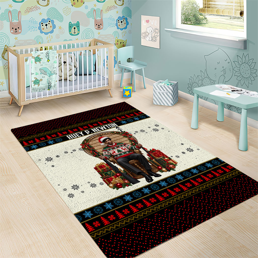 Huey P. Newton Black Panther Christmas Area Rug Black History Iconic Leader Ugly Holiday