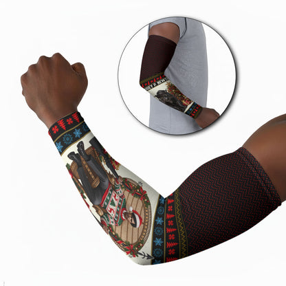 Huey P. Newton Black Panther Christmas Arm Sleeves Black History Iconic Leader Ugly Holiday