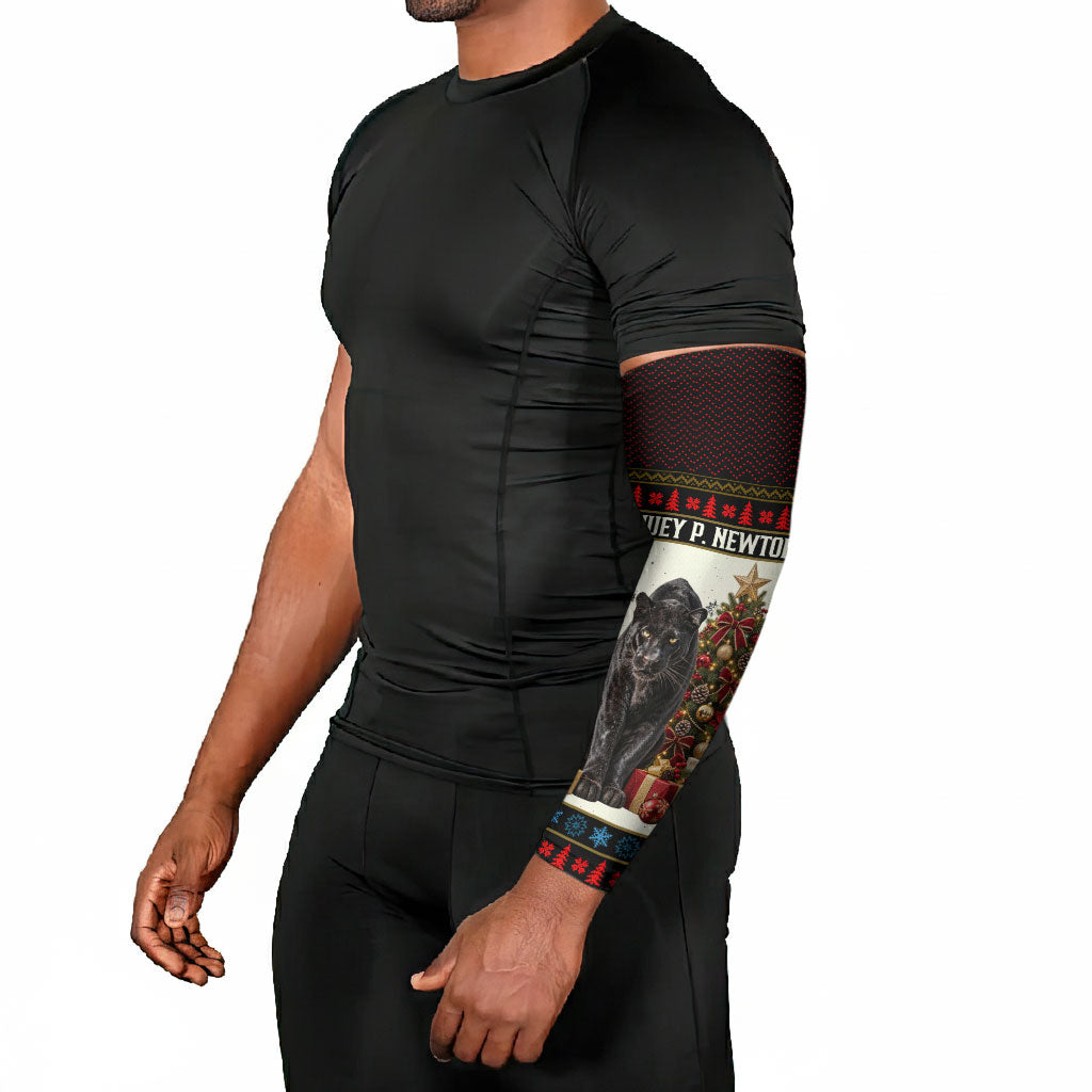 Huey P. Newton Black Panther Christmas Arm Sleeves Black History Iconic Leader Ugly Holiday