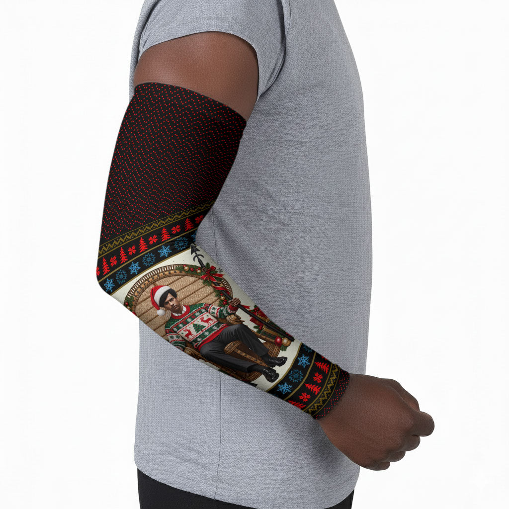 Huey P. Newton Black Panther Christmas Arm Sleeves Black History Iconic Leader Ugly Holiday