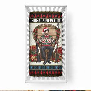Huey P. Newton Black Panther Christmas Baby Bed Cover Black History Iconic Leader Ugly Holiday
