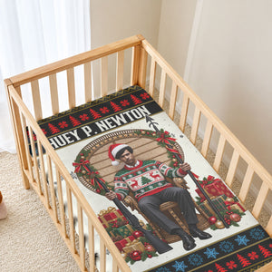 Huey P. Newton Black Panther Christmas Baby Bed Cover Black History Iconic Leader Ugly Holiday