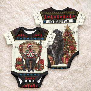 Huey P. Newton Black Panther Christmas Baby Onesie Black History Iconic Leader Ugly Holiday