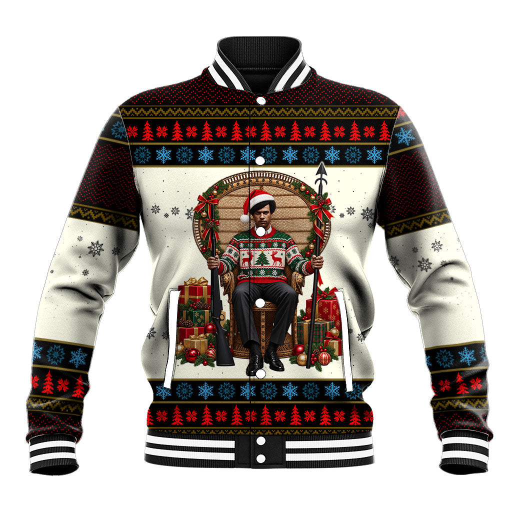Huey P. Newton Black Panther Christmas Baseball Jacket Black History Iconic Leader Ugly Holiday