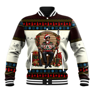 Huey P. Newton Black Panther Christmas Baseball Jacket Black History Iconic Leader Ugly Holiday