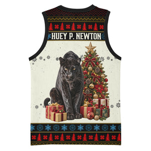 Huey P. Newton Black Panther Christmas Basketball Jersey Black History Iconic Leader Ugly Holiday