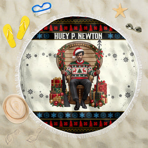 Huey P. Newton Black Panther Christmas Beach Blanket Black History Iconic Leader Ugly Holiday