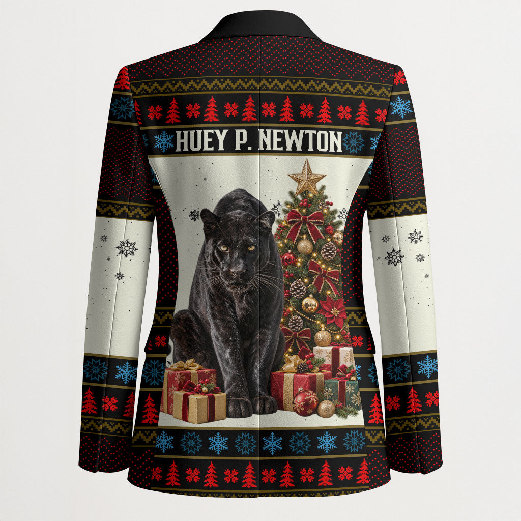 Huey P. Newton Black Panther Christmas Blazer Black History Iconic Leader Ugly Holiday