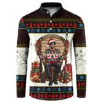 Huey P. Newton Black Panther Christmas Button Sweatshirt Black History Iconic Leader Ugly Holiday